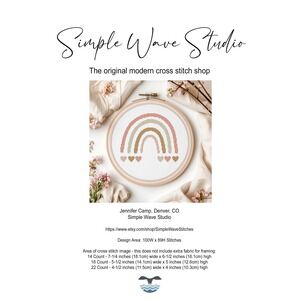 Boho Bohemian Rainbow Heart Nursery‎ Counted Cross Stitch Pattern Chart
